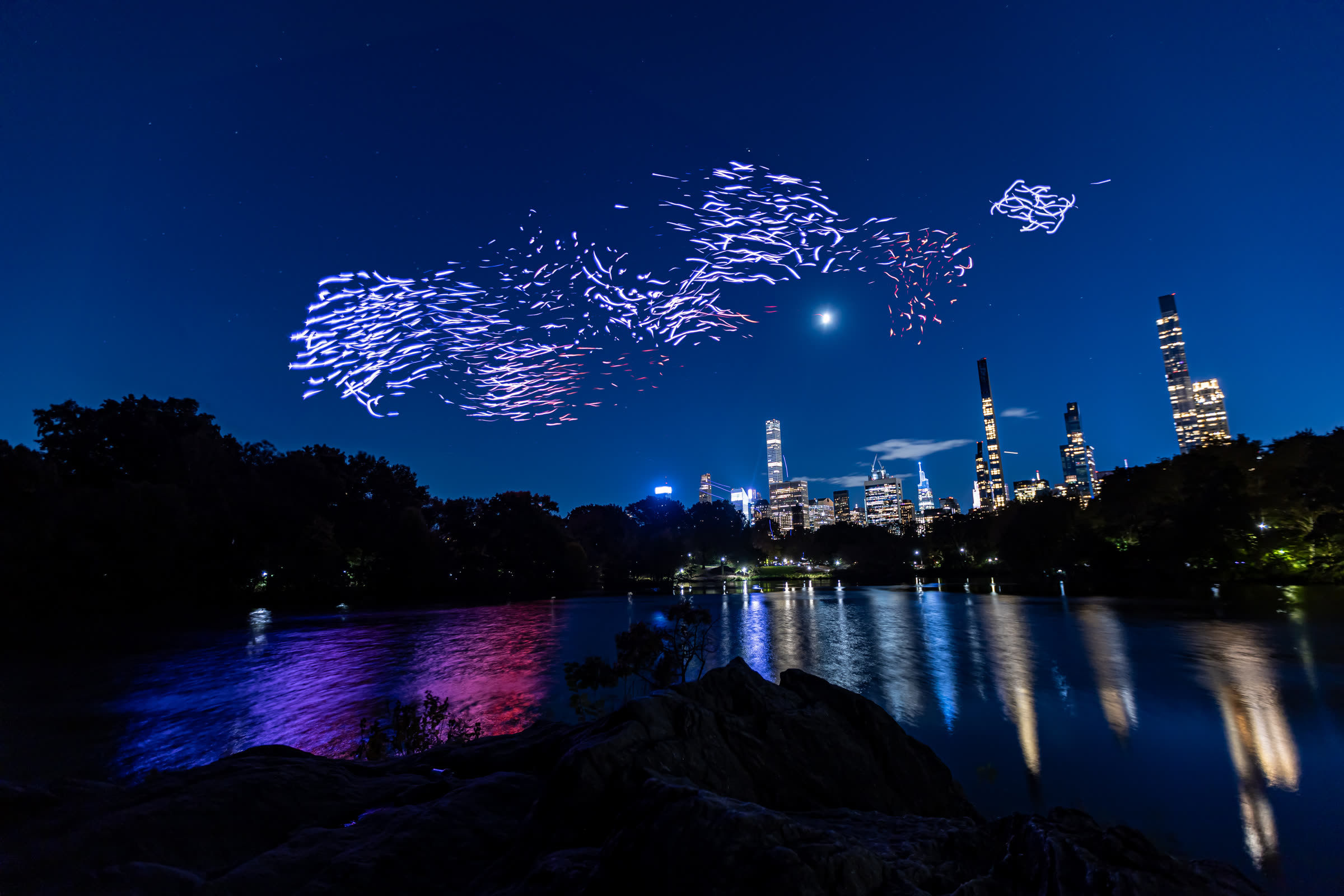 Drohnenshow Franchise Freedom im Central Park, New York — Foto 1